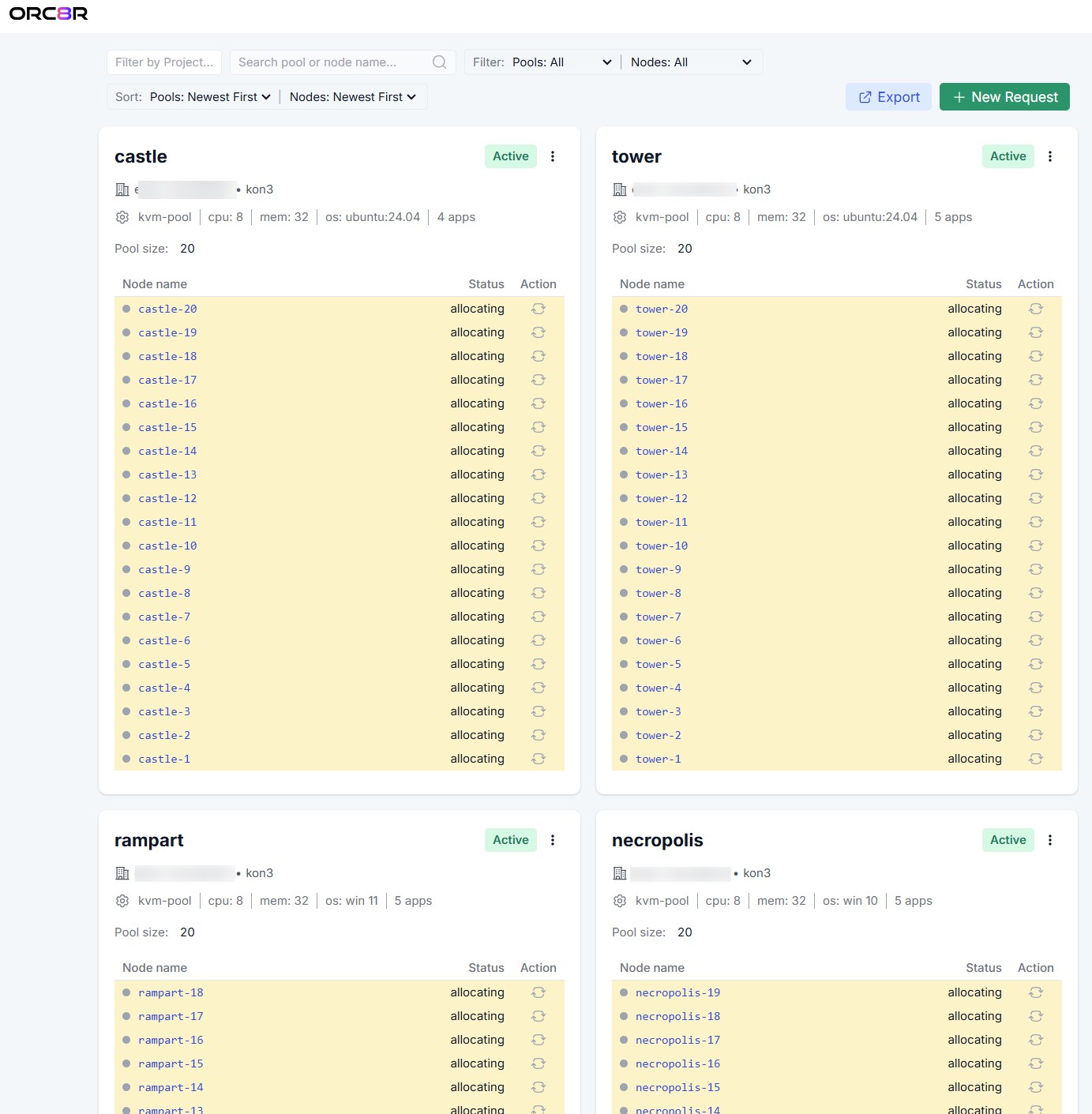 ZeroDevOps pools configuration showing Linux and Windows pools